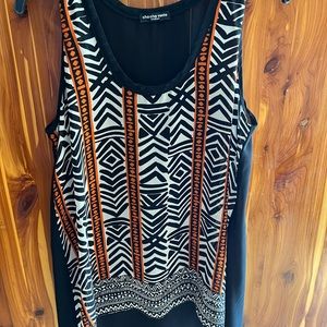 Cha Cha Vante Black orange and white blouse size medium